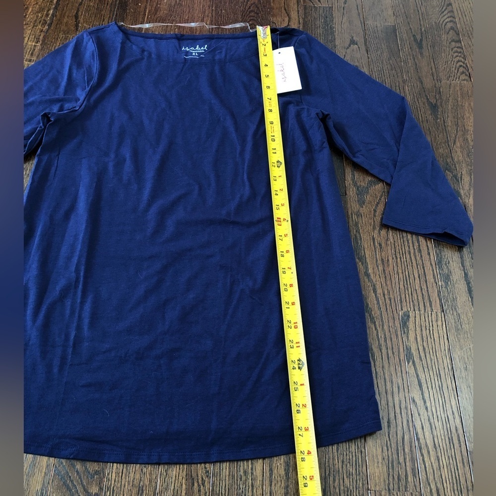 NWT Isabel Maternity Women’s XL Navy Blue Boatneck 3/4 Sleeved Soft Blouse/Tee - Picture 5 of 8